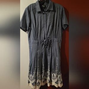 Denim with Lace Detail Shirt Dress